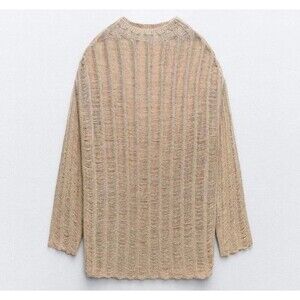 Zara‎ Dress Sweater Crochet Y2K Boho Festival Small Gold